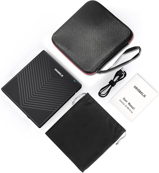 External CD DVD Drive Ultra Slim CD Burner USB 3.0 with 4 USB Ports and 2 TF/SD Card Slots Optical Disk Drive for Laptop Mac PC Windows 11/10/8/7 Linux OS with Carrying Case
