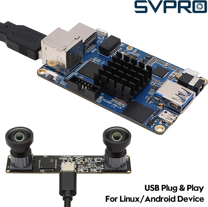 SVPRO 1200P 60fps Global Shutter USB Camera with Dual M12 Lens 3D Stereo Wide Angle Computer Vision Industrial Face Recognition Camera for WindowsLinuxAndroidMacOSRaspberry Pi