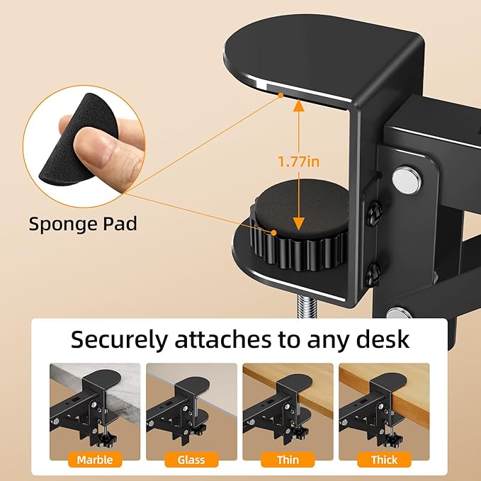 Ergonomic Desk Extender Tray 8.2x7.6 Table Mount Arm Wrist Rest Shelf 90° Foldable Elbow Support Clamp on Computer Arm Rest for Desk Office &amp Home Use Wood