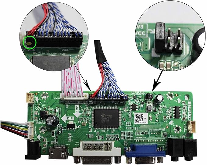 VSDISPLAY VGA DVI Audio LCD Controller Board for 15.6 1366x768 LTN160AT01 LTN156AT01 N156B3-L02 N156B3 N156B3-L01 LP156WH1 B156XW01 CLAA156WA01A LVDS 30 Pin 1CCFL LCD Screen