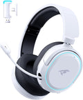 Wireless Gaming Headset 7.1 Surround Sound 2.4GHz USB Gaming Headphones with Bluetooth 5.4 100H Battery ENC Noise Canceling Mic RGB Light Wireless Headset for PC PS5 PS4 Mac Switch (Black-White)