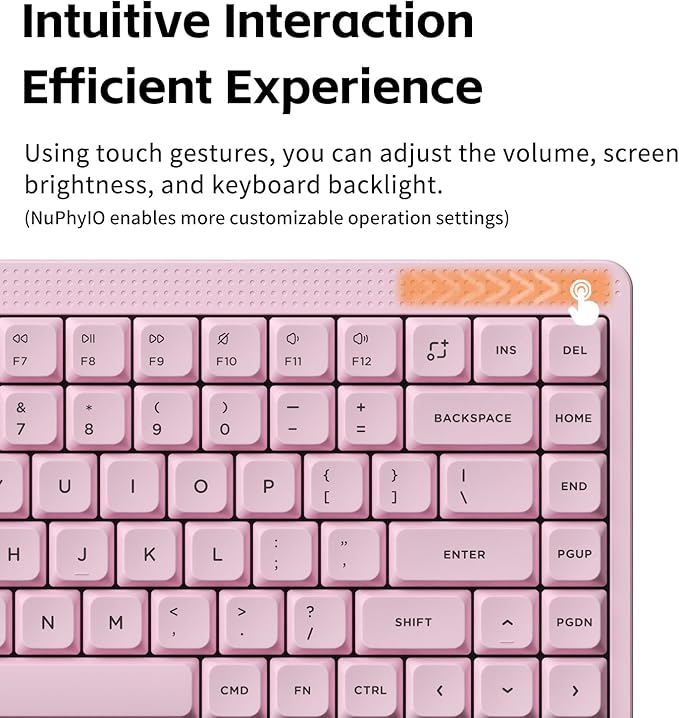 nuphy Node75 Wireless Mechanical Keyboard 75% Hot Swappable Custom Low Profile Keyboard 84 Keys Computer Gaming Keyboards Supports Touch Gestures PBT Keycaps RGB Backlit Bluetooth/2.4GHz/USB-C