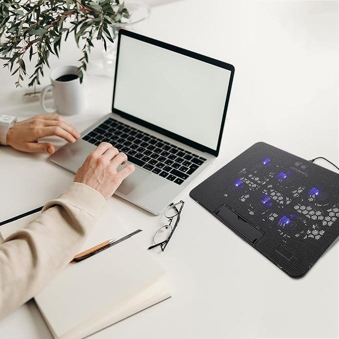 Artibetter Laptop Cooling Pad 15.6 Inch Silent Laptop Cooler Stand with 1 Fan USB Powered Cooling Base for Gaming Black