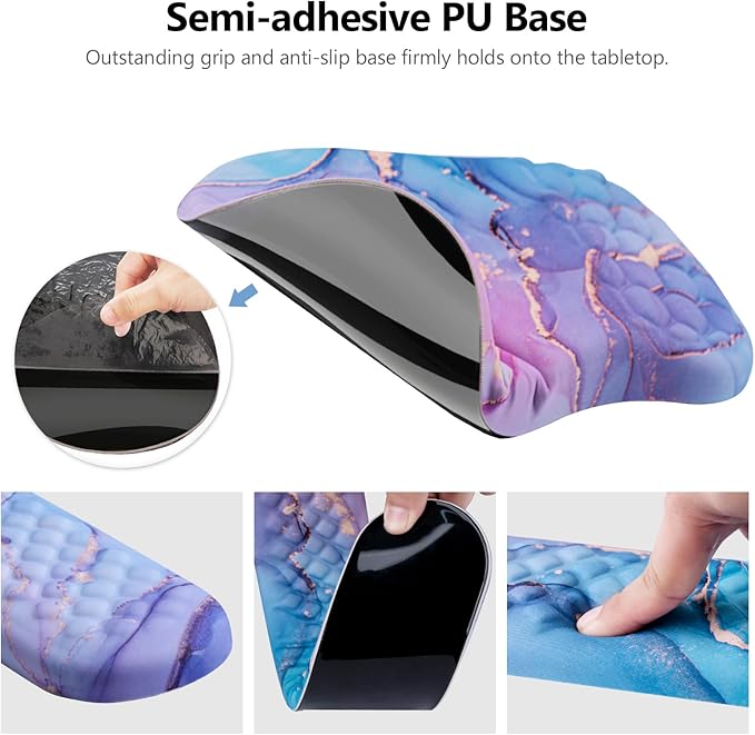 Mouse Pad Wrist Support Laokiiy 2 in1 Keyboard Wrist Rest+ Ergonomic Mouse Pad Non-Slip Wrist Rest for Computer Keyboard Made Easy Typing &amp Relieve Wrist Pain(Blue Pink Marble)