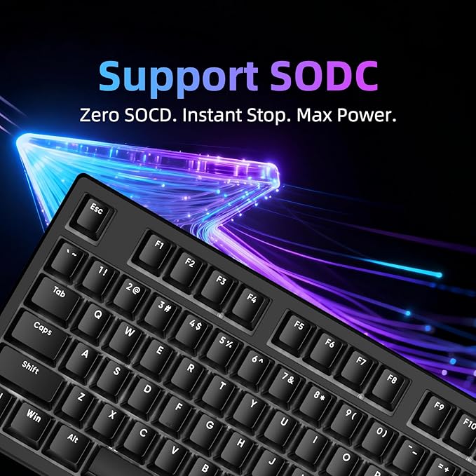 FE87 V2 Wired TKL Layout Mechanical Keyboard Support SODC Gasket Structure Hot Swappable Gaming Keyboard (Black/Twilight Smoke Switch)