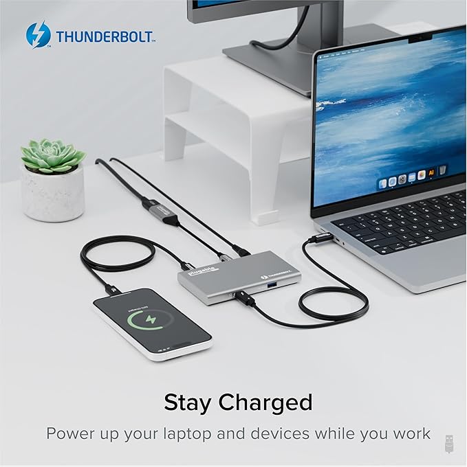 Plugable 5-in-1 Thunderbolt 4 HubSingle 8K or Dual 4K Display 4K HDMI Adapter Included Thunderbolt 4/3 USB4USB-C Expansion for Modern Mac and Windows Systems Driverless