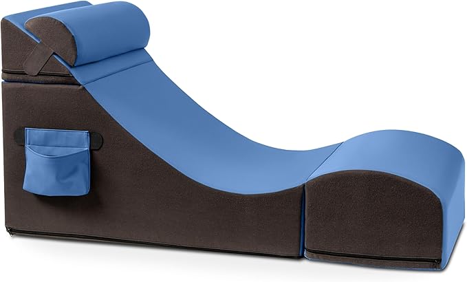 Jaxx Flexx V-Tex Convertible 3 in 1 Gamer Chair Table &amp Ottoman w/Adjustable Headrest &amp Pocket - Vinyl Royal Blue