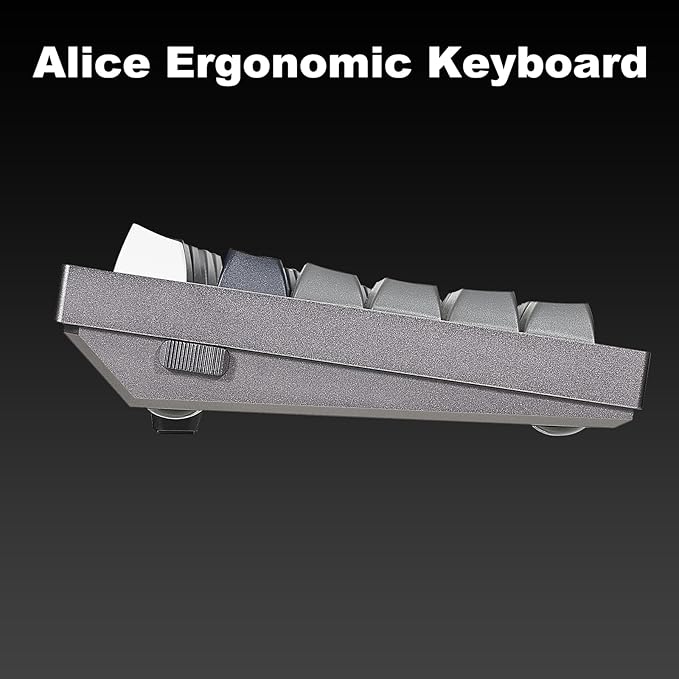 Hexgears F2 - Aluminum Custom Mechanical Keyboard Split Alice 83 Key Layout Ergonomic Keyboard Hot Swappable Slient Linear Switch BT5.0/2.4GHz/USB-C RGB Backlit for Win/Mac (Gradient Silver)