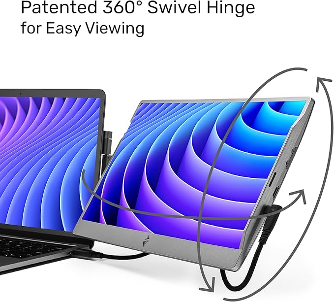 SideTrak Swivel 14 Portable Monitor for Laptop Screen Extender with Patented Swivel Hinge Attachable Travel Monitor Dual Screen FHD Display USB-C® &amp HDMI (Dark Gray)