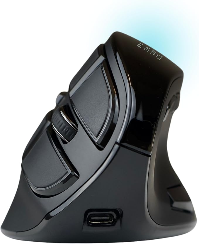 Ergodriven Om Vertical Ergonomic Mouse | Wireless: Bluetooth &amp 2.4G | Rechargeable Optical 4 DPI Levels 5 Custom Buttons | for PC Mac Laptop Computer | Silent Click | Copy/Paste Function