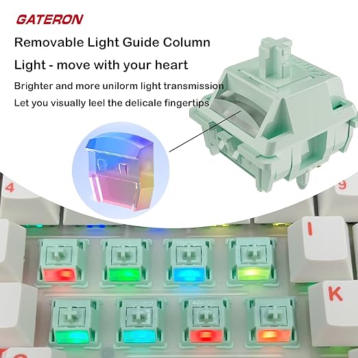 Gateron Coral Mechanical Gaming Keyboard SwitchesDual-Stage Spring 5-Pin 45gf Light Actuation Force for Comfortable TypingRGB SMD Pre-Lubricated Fully POM Linear Switches(45 Pcs)