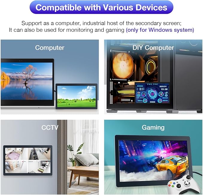 7 Inches USB C Mini Monitor 1024x600 IPS LCD Display Type C Secondary Screen for PC Laptop Windows