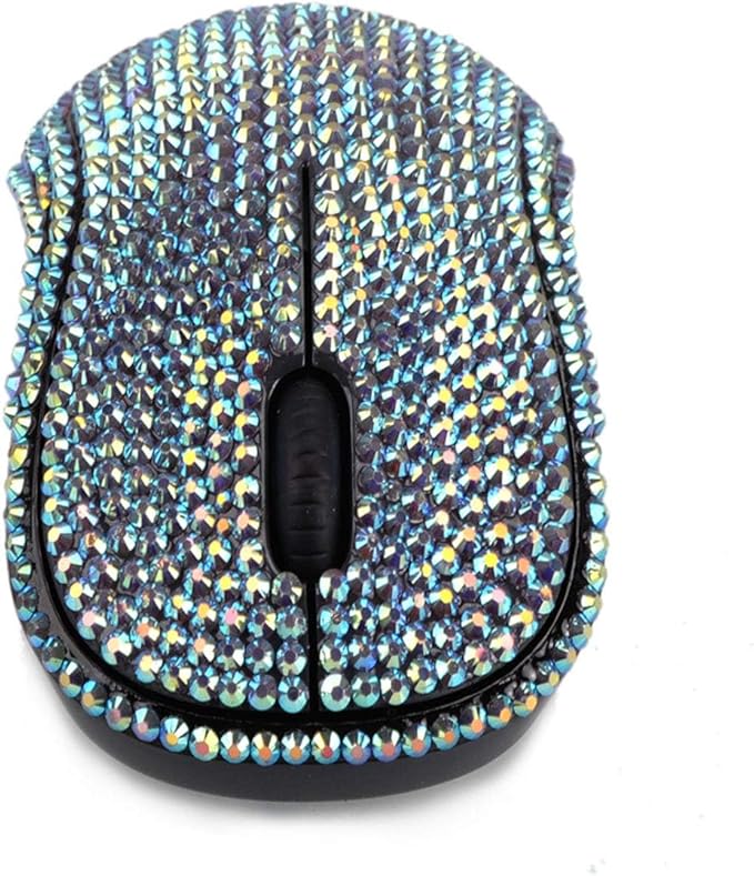 Brand Luxury Bling Dazzle Jeweled Rhinestone Crystal Wireless Mouse for Computers and Laptops Office - Pink Colorful