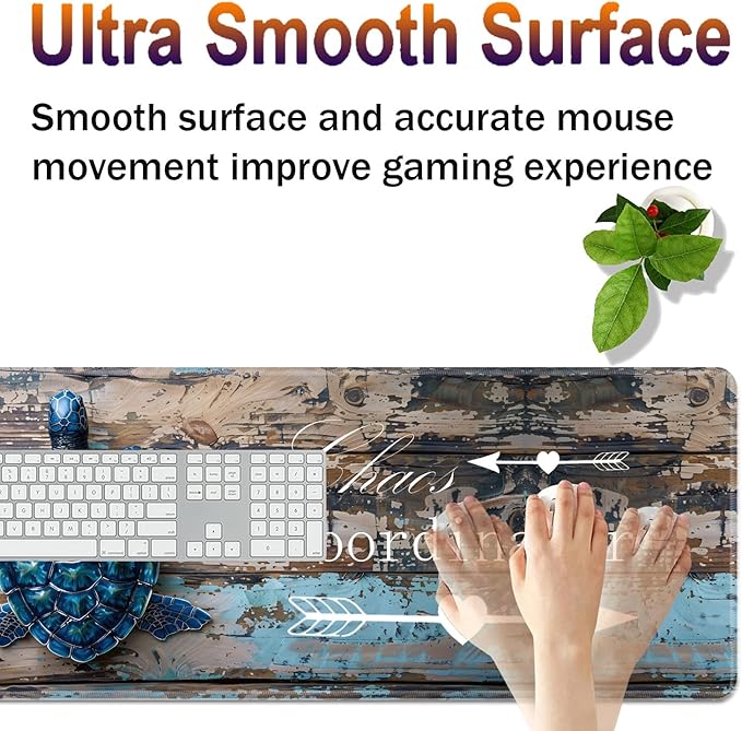 Large XXL Gaming Desk Mat 31.5x 11.8 Ergonomic Keyboard Wrist Rest &amp Mouse Pad Wrist Rest + Coaster Set Non-Slip Base Memory Foam Office and Home Chaos Coordinator