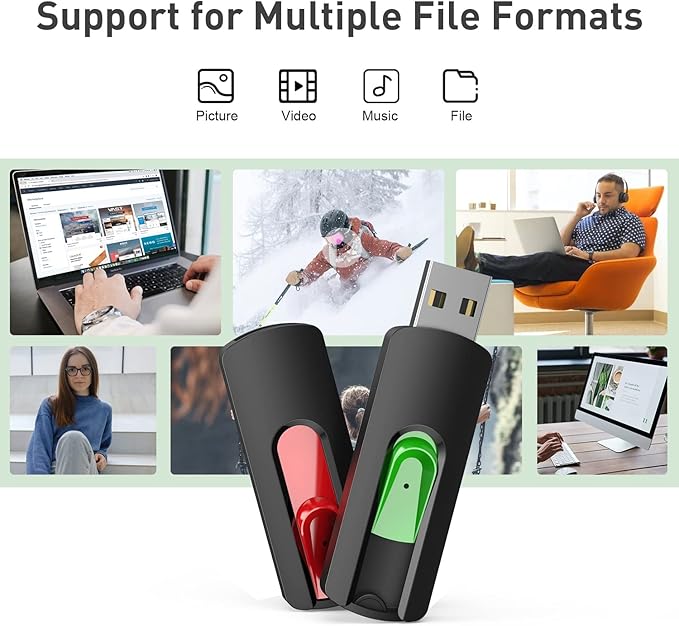 Aiibe 32GB Flash Drive 10 Pack 32GB USB Flash Drives Thumb Drive USB 2.0 Memory Stick Zip Drive USB Drives Bulk (32GB 10 Pack 5 Colors)