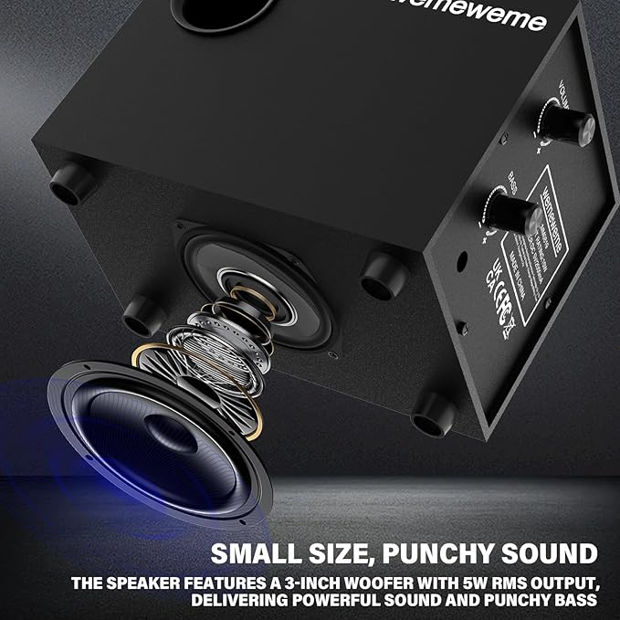 Computer Speakers PC Speakers with Subwoofer 2.1 Gaming Speakers for Desktop PC USB Powered Wired 3.5mm Aux for Monitor Laptop Desk