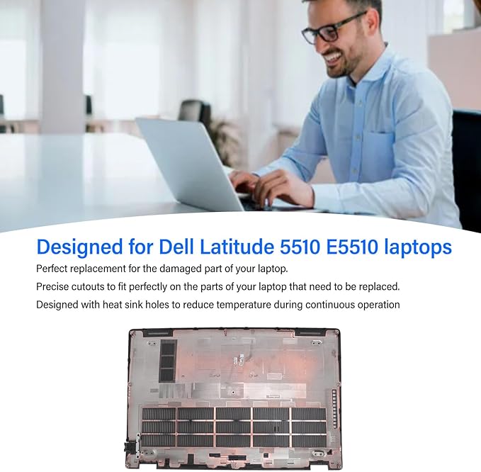 Laptop Bottom Base Case Efficient Cooling Replacement Bottom Case Base Enclosure Cover for DellLatitude 5510 E5510 Laptop Laptop Bottom Cover DellLatitude