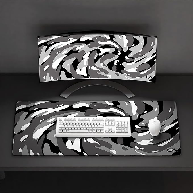 GutzyAiden Swirl Extended Extra Large Mouse Pad | Gaming Setup | Hybrid Polyester Fabric Top | Non-Slip Natural Rubber Base | 5mm Thick | Artic Swirl | XXL - 36 x 18 |