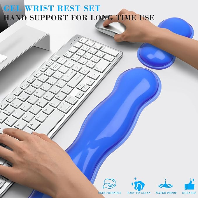 Gel Wrist Rest for Keyboard and Mouse Wrist Rest for Keyboard Mouse Wrist Support Pain Relief Cool Touch Non-Skid Keyboard and Mouse Wrist pad Set