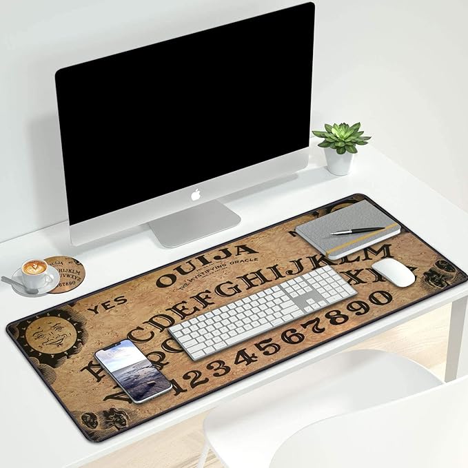 Desk Pad Mat Gaming Mouse Pads with Coasters Set Stitched Edges Design Mouse Pad XXL Large Mouse Pad for Laptop Computers Retro Ouija Board Desk Writing Mat for Office &amp Home 35.4x 15.7