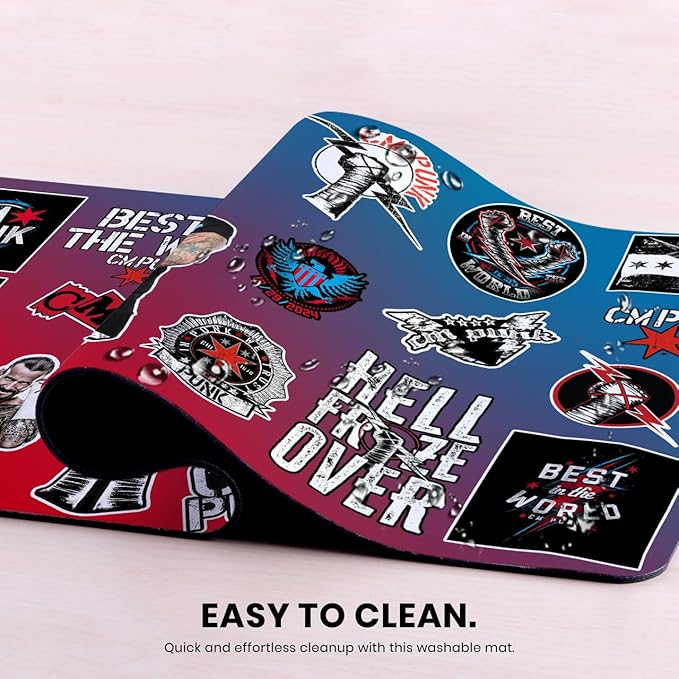 Head Case Designs Officially Licensed WWE Sticker Collage CM Punk 23.62 x 11.81 x 0.12 inches (600 x 300 mm) - L Gaming Office Desk PC Keyboard Mouse Mat Pad