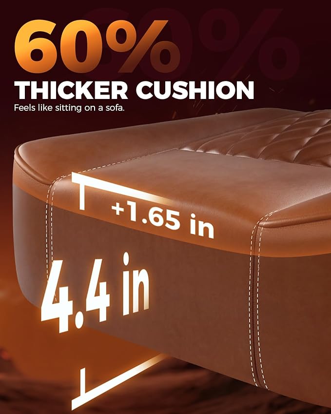 GTPLAYER Big and Tall Gaming Chair with Footrest Ergonomic Office Desk Chair with 4.4in Thick Cushion and Wide Wingless Seat Comfortable Leather Computer Chair Predator Series Chocolate Brown