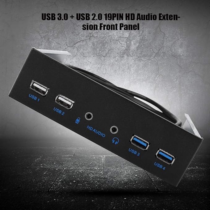 5.25 Inch Front Panel USB Hub with 2 x USB 3.0 Ports &amp 2 x USB 2.0 Ports &amp 1 x HD Audio Port 19 Pin Extension Front Panel Card Reader Support WinXP/2003/VISTA/2008/Windows
