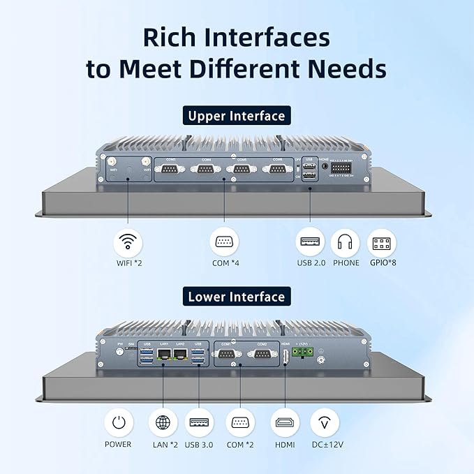 17 inch Industrial Fanless Embedded Panel PCCapacitive Industrial Touch Screen Panel ComputerIP65 All-in-One ComputerWindows 10 profor AutomationKioskMonitoring(I5-7200U8G+128G)