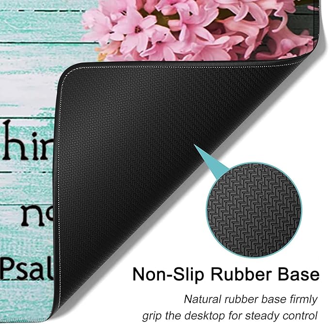 Large Mouse Pad Extended Office Desk Pad 31.5x11.8in Ergonomic Memory Foam Mouse Wrist Rest Support for Home Office Computer Writing Pad Cute Psalm 46：5 Pink Hyacinth Pattern XXL Gaming Mouse Mat