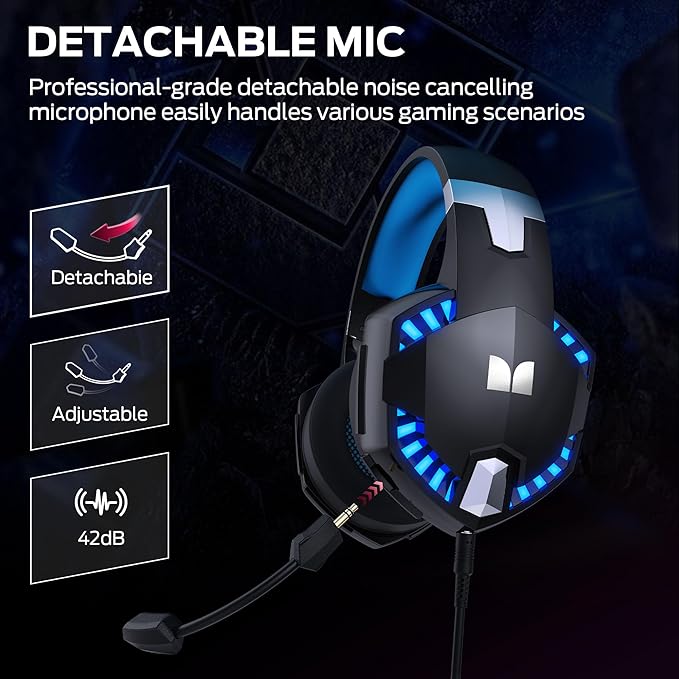 Monster Mission 300 Wireless Gaming Headset 2.4GHz/Bluetooth HeadphonesLow Latency Stereo Audio Location Recognition 48H Battery Life Suitable for PS5 PC PS4 and Other Gaming Devices
