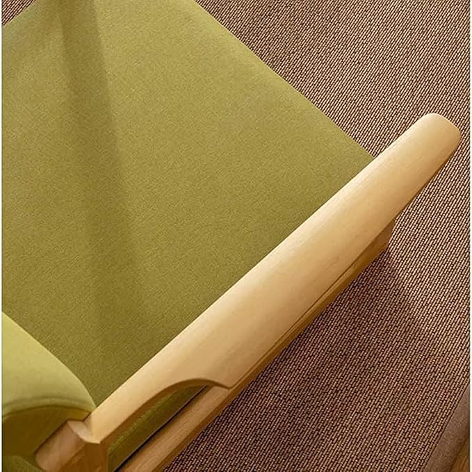 ELEFOCUS Floor Chair with Armrest and Backrest Japanese-Style Design for Office or Bay Window Seating Timber Construction(Green2)