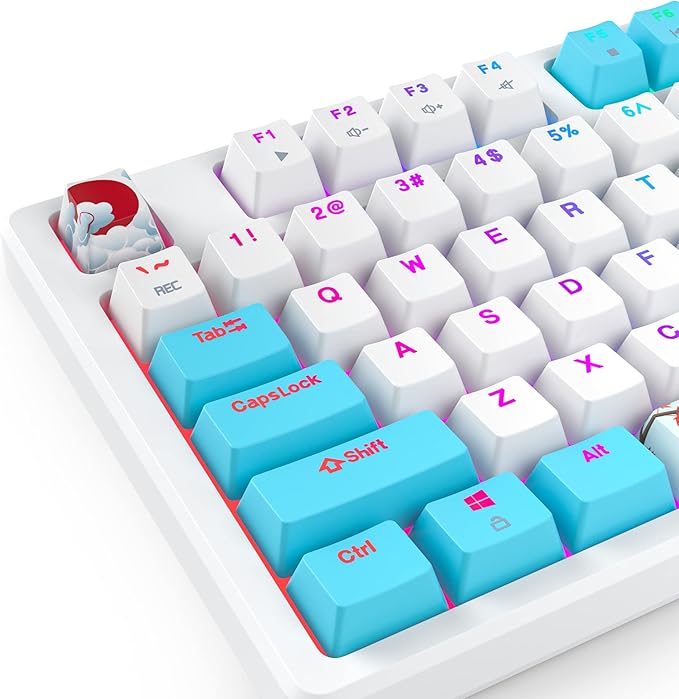 75 Percent Mechanical Keyboard 87 Keys RGB Backlit Gaming Keyboard TKL Compact Wired Keyboard with Red Switches for Windows Laptop PC PS4 PS5 Xbox Gamer (87 Sea/Red Switch)