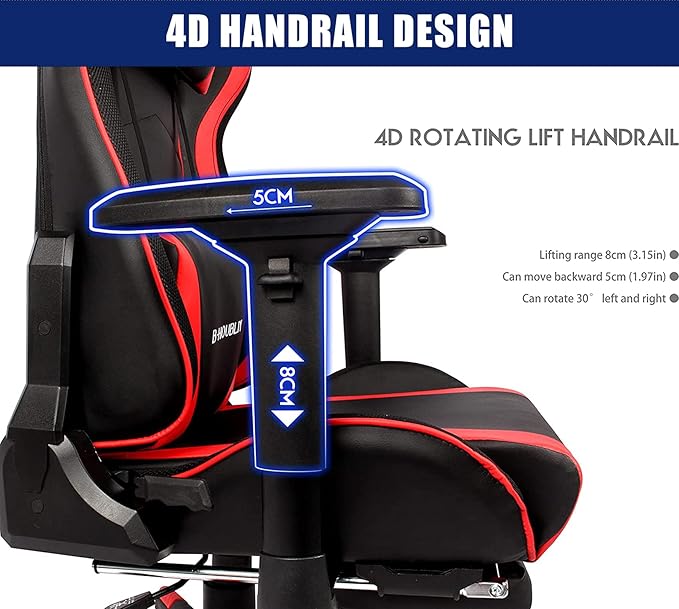 TBQATNTS Massage Gaming Chair with Speakers Ergonomic Pro Gaming Chair with Headrest and Lumbar SupportReclining Computer Chair with Footrest and RGB LightsVideo Game Chair for Adults Kids.White