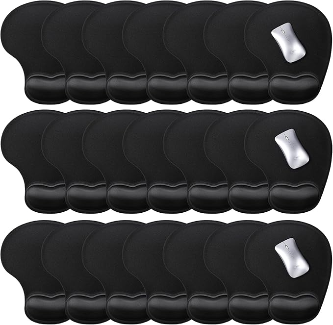 20 Pieces Ergonomic Mouse Pad with Wrist Support Gel Mouse Pad with Wrist Rest Black Pain Relief Comfortable Gaming Memory Foam Non Slip PU Base for Computer Laptop Home Office Travel