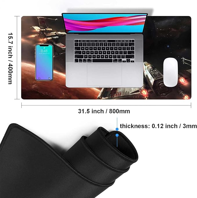 XXL Large Gaming Mouse PadMousepad with Stitched Edge Frame &amp Non-Skid Rubber BaseDesk Mat for WorkOffice Desk Pad for LaptopComputer Keyboard and Mice Combo Pads Mouse Mat 31.5X15.7 inches