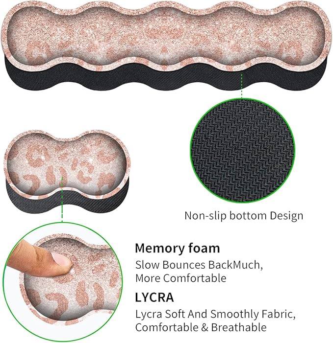 Large Mouse Pad and Gel Mouse Wrist Rest+ Memory Foam Keyboard Wrist Rest Support Set Non-Slip Rubber Base for OfficeHomeComputer Extended Gaming Mousepads XXL Leopard Star Pattern Pink Desk Mat