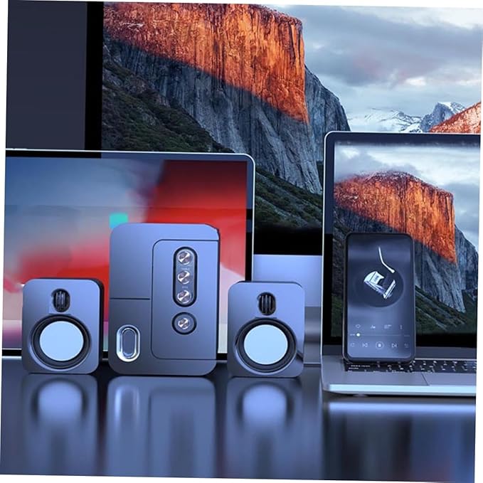 TEHAUX USB Computer Speaker 3D Surround Sound Desktop Laptop Voice Box Portable Office Loudspeaker Black