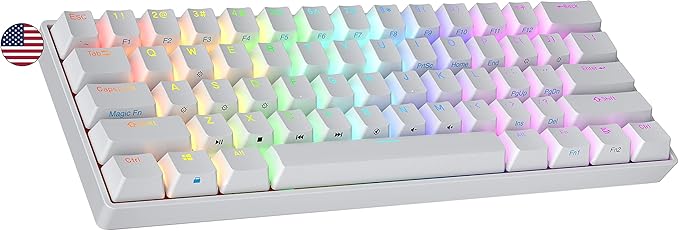 Ranked S60 Supernova 60% Form Factor | Hot Swappable Mechanical Gaming Keyboard | 61 Keys Multi Color RGB LED Backlit for PC/Mac Gamer (White Gateron Optical Blue)