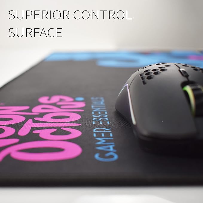 Gaming Mouse Pad Extended XL Ultra-Glide Micro-Weave Cloth Surface Liquid Resistant Anti-Fray Stitched Edge Non-Slip Rubber Base Thick Gamer Esports Mousepad. Wireless Keyboard Pads Black Desk Mat