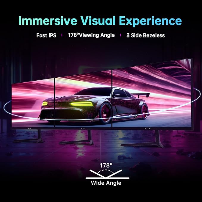 KTC 24 inch Monitor Fast IPS 1080p 144Hz 165Hz 1ms 125.25% sRGB HDR Borderless Gaming Monitor PC Monitor FreeSync Premium &amp G-Sync HDMI 2.0x2 DP1.4x2 Vesa Support Eye Care for Gamers