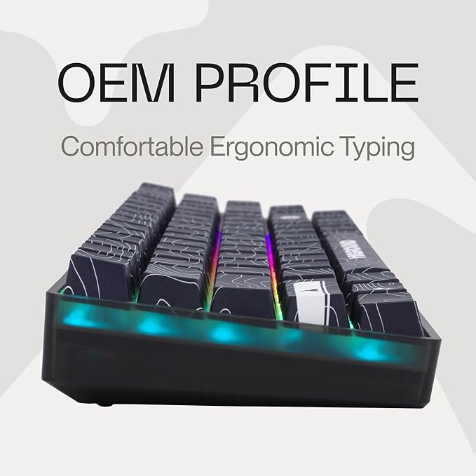 Higround Trailhead 65% Mechanical USB Wired Gaming Keyboard TTC Linear Custom Switches Programable RGB Hot-Swappable Deep Thock Creamy Sounding PC Keyboard Pre-lubed (BLACKICE)