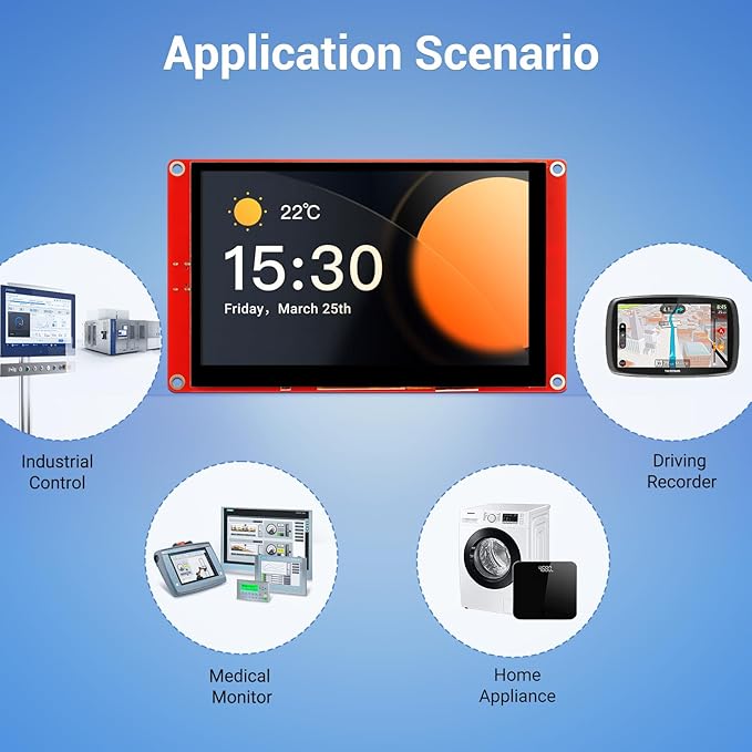 ELECROW ESP32 Display 800×480 5 Inch HMI Basic ESP32 RGB TFT LCD Touch Screen with Acrylic Case 32-Bit LX6 Dual-Core Processor Up to 240MHz Compatible with Arduino LVGL PlatformIO MicroPython