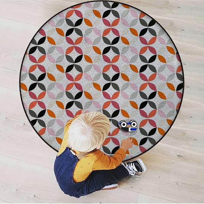 Geometric Gaming Chair Mat for Hardwood Floor Anti-Slip Floor Protector Game Controller Rubber Gaming Computer Chair Mat Circle Dimensional Ring FormsMulticolor Diameter 60 in