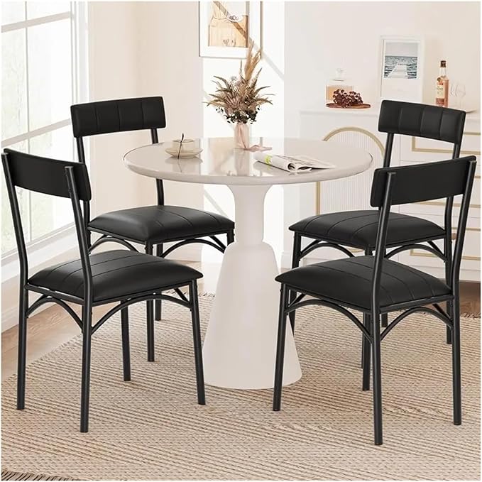 Adjustable Office Computer Chair with Armrest 2pcs Black Leather Upholstered Dining Chairs with Backrest for Restaurants Kitchens