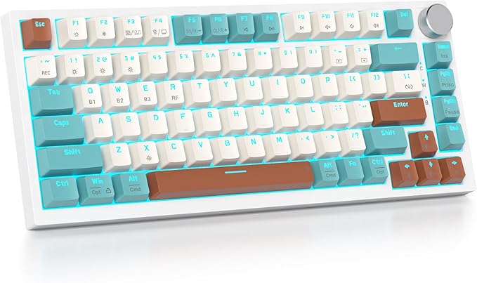 75% Wireless Creamy Mechanical Keyboard Hot Swappable Custom Keyboard RGB Backlit Gasket Gaming Keyboard 2.4G/BT5.0/USB-C Mechanical Gaming Keyboard Pre-lubed Linear Gray Cream Switches
