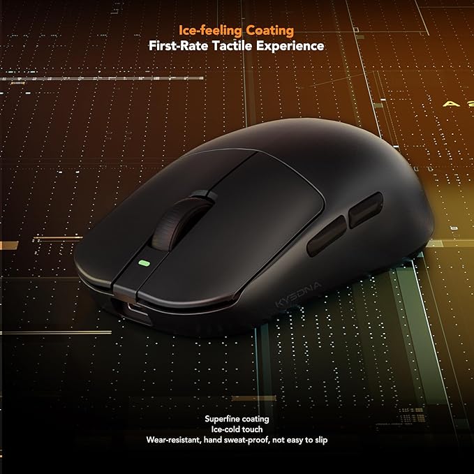 KYSONA Mercury Wireless Gaming Mouse41g Ultalight PAW3395 Sensor 8K Polling Rate26000 DPI5 Programmable Buttons Optical Mice for PC/MAC/LaptopBlack