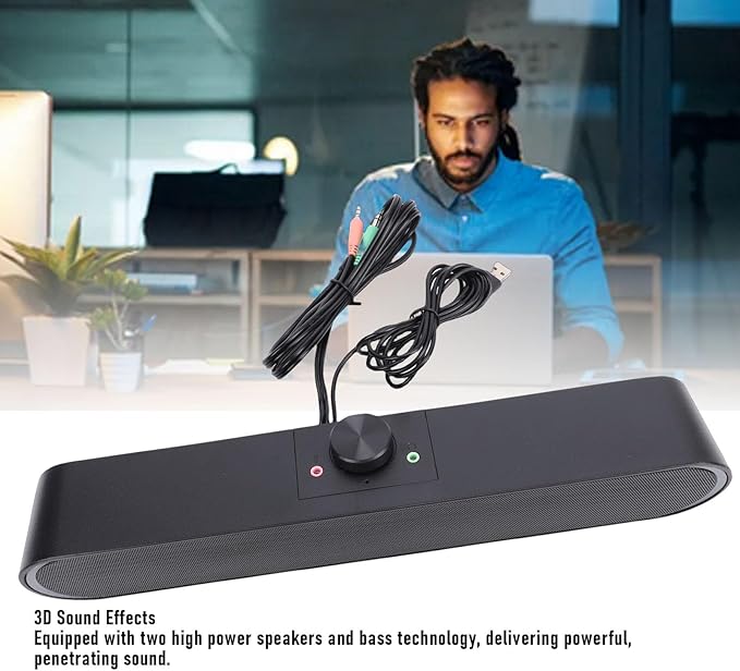 SUNGOOYUE Desktop Speaker PC Soundbar Compact Computer Speaker 3.5mm USB Sound Input with Bass Technology for Laptop Tablet Phone Smart Devices