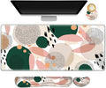 ARTSO Gaming Mouse Pad Wrist Support Set XXL Large Desk Mat Mousepad + Keyboard Wrist Support+ Mouse Wrist Rest+Coaster 4in1 Ergonomic Memory Foam Stitched Edge for Home Office -Abstract Point