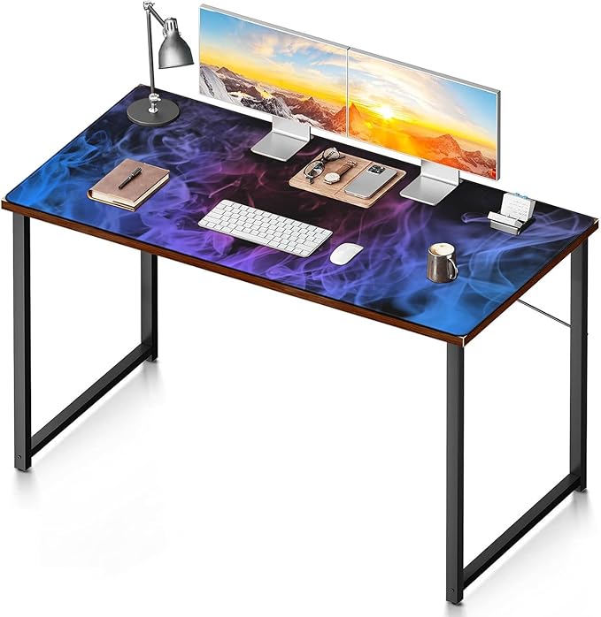 Huge 48x24 inch Mouse Pad - Extra Large Gaming Smoke Mouse Pads with Stitched Edges for Desk Non-Slip Rubber Base 3XL Mousepad Waterproof Keyboard Pad Desk Pad for Gamer Office Home (Blue)