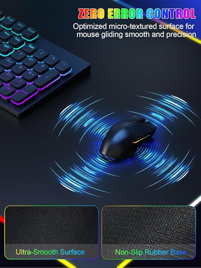 Mouse Pad with Foldable Phone Holder &amp Wireless Charger XXL RGB Gaming Mousepad 31.5x15.8 Large Desk Mat for Keyboard Black Desk Pad with Dual Qi Charging Station | 11 Colors 5 Modes | Waterpr
